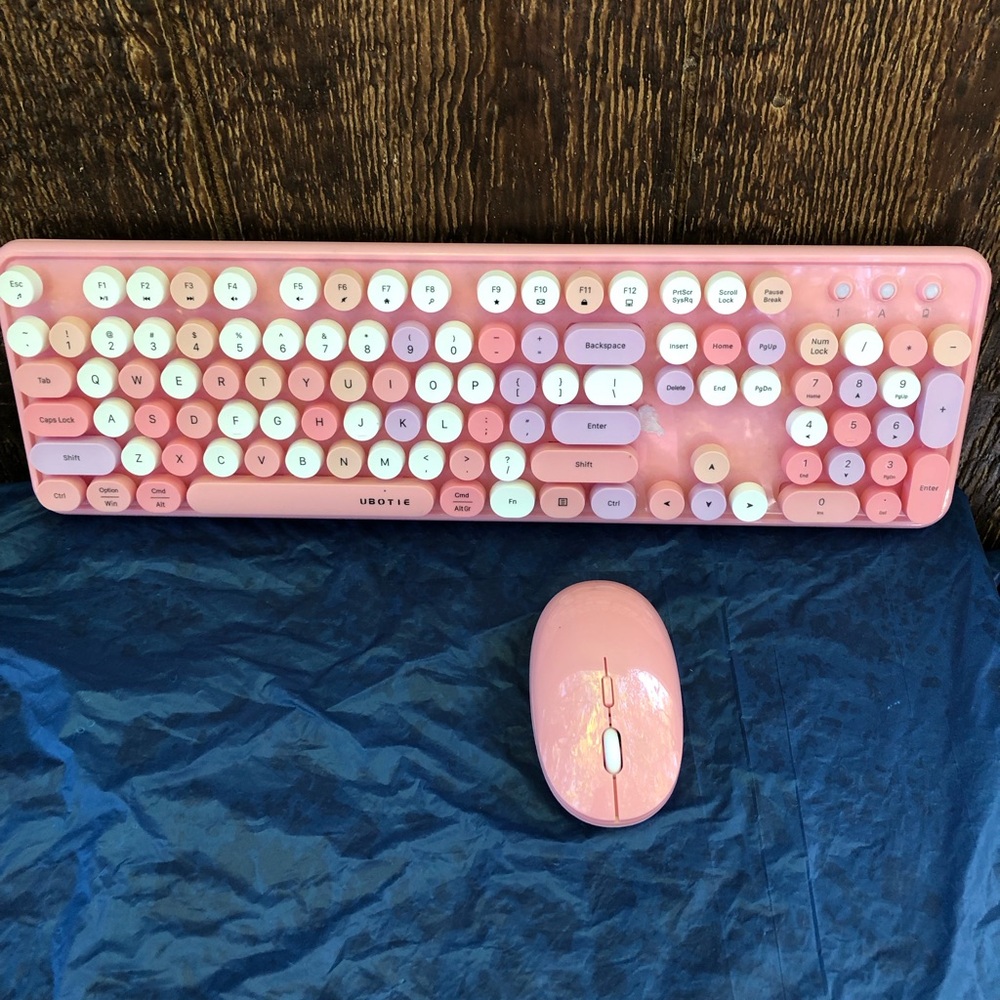 UBOTIE Colorful Computer Wireless Keyboard Mice Combo